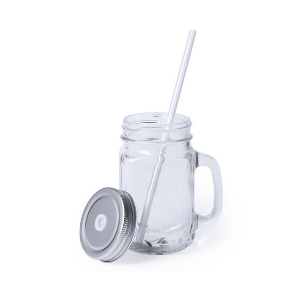 Heisond 500ml Glass Drinking Jar With Matching Straw for sale from